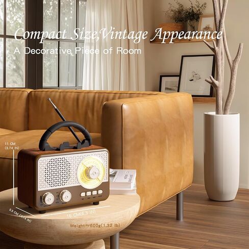 Radio Portable AM FM SW Bluetooth Speaker Vintage Radios with Phone Stand TF Card/AUX/USB Small Retro Radio Battery Powered&Solar for Outdoor Old Vintage Decor Birthday Gifts for Women,Men,Dad in Saudi Arabia