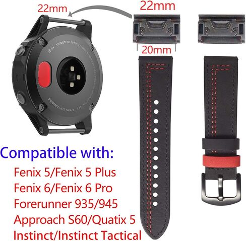 OTOPO Compatible with Garmin Fenix 5X Bands, 26mm Quick Release Easy Fit Leather Band for Garmin Fenix 7X/Fenix 6X Pro/6X Sapphire/Fenix 5X Plus/Fenix 3/3 HR Smartwatch in Saudi Arabia