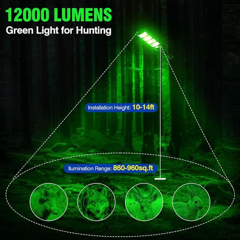 Hog Lights for Night Hunting, 12000LM Solar Green Hunting Light with Remote, Motion Sensor and Waterproof, Hog Light for Predator Coyote Hog Deer Varmint— Perfect Hunting Accessories (2 Pack) in Saudi Arabia