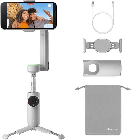 Insta360 Flow Pro - AI-Powered Gimbal Stabilizer for Smartphone, Apple DockKit Enabled, 360º Infinite Pan Tracking, 3-Axis Stabilization, Built-in Tripod, Portable & Foldable, AI Tracking in Saudi Arabia