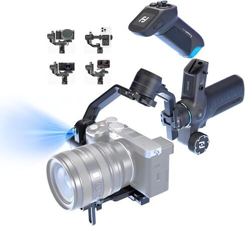 FeiyuTech SCORP Mini 3 Pro Gimbal Stabilizer for Camera, Max 59ft AI Tracking, Gimbal with Remote Handle&Cooling Mount, for Sony/Canon/Nikon/Gopro/DJI Action 5 pro/iPhone(Max 4.4lbs) Vertical Shooting in Kuwait