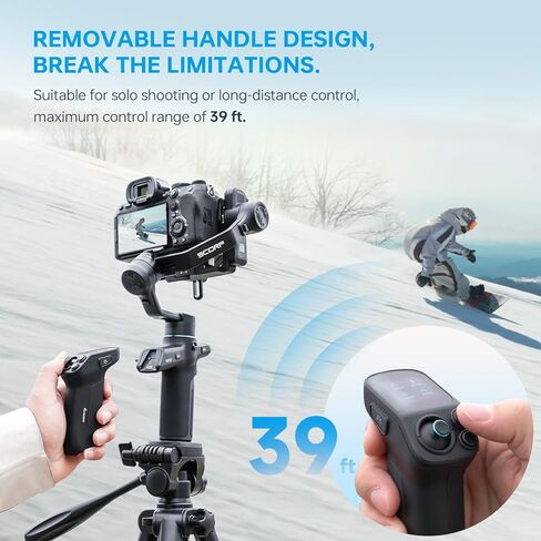 FeiyuTech SCORP Mini 3 Pro Gimbal Stabilizer for Camera, Max 59ft AI Tracking, Gimbal with Remote Handle&Cooling Mount, for Sony/Canon/Nikon/Gopro/DJI Action 5 pro/iPhone(Max 4.4lbs) Vertical Shooting in Kuwait
