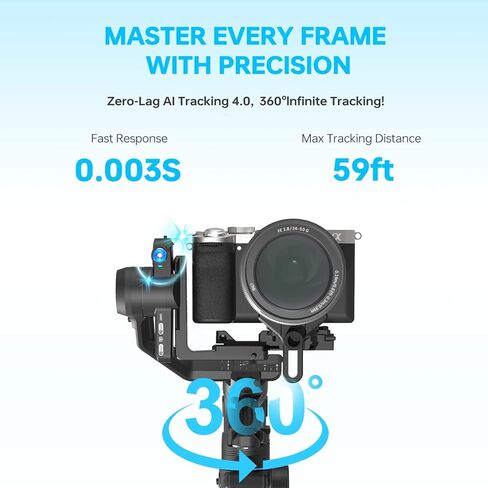 FeiyuTech SCORP Mini 3 Pro Gimbal Stabilizer for Camera, Max 59ft AI Tracking, Gimbal with Remote Handle&Cooling Mount, for Sony/Canon/Nikon/Gopro/DJI Action 5 pro/iPhone(Max 4.4lbs) Vertical Shooting in Kuwait
