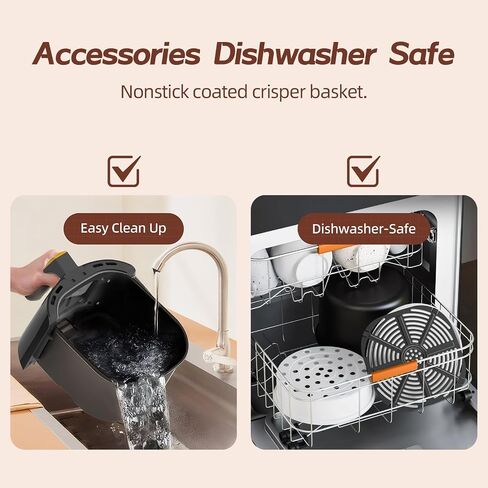 6.0 QT مقلاة الهواء الرقمية الكبيرة مع نافذة لاستخدام المطبخ ، غير لاصق مصنوع بدون PFAs ، شاشة تعمل باللمس ، 400F ، درجة حرارة/زمنية مخصصة ، سلة غير لاصقة ، أسود in Kuwait