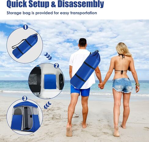 Tangkula Double-Room Shower Tent, Oversize Space Privacy Shelter for Camping with Floor, Portable Camping Changing Tent with Removable Rain Fly, Storage Bag for Dressing, Toilet in Saudi Arabia