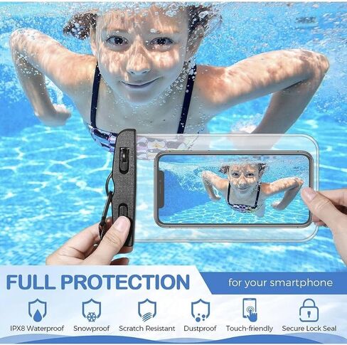 حقيبة هاتف مقاومة للماء ، 8.3 "علبة هاتف مقاومة للماء لـ iPhone 16 15 14 13 Pro Max ، IPX8 Mobile Dry Beach Cruise Ships (Blue) in Kuwait