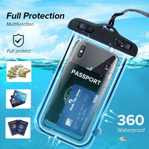 حقيبة هاتف مقاومة للماء ، 8.3 "علبة هاتف مقاومة للماء لـ iPhone 16 15 14 13 Pro Max ، IPX8 Mobile Dry Beach Cruise Ships (Blue) in Kuwait