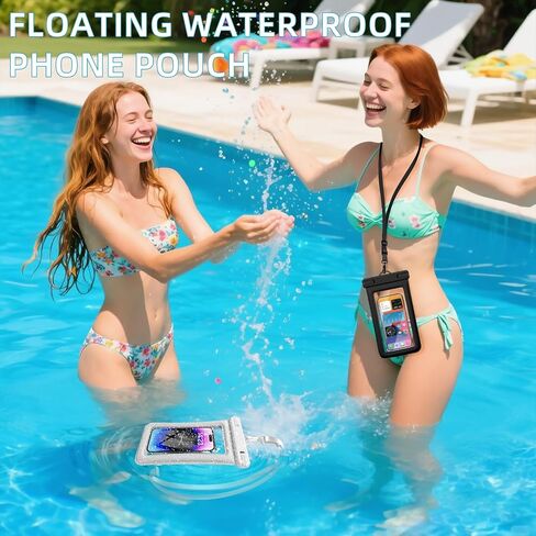 IPX8 Floating Waterproof Dry Bag 2-Pack, 7.2 Inch Waterproof Phone Pouch for iPhone 16/15/14 Pro Max Galaxy S24/S23 Adjustable Lanyard + wrist strap Beach Swimming Travel Essentials Black in Saudi Arabia