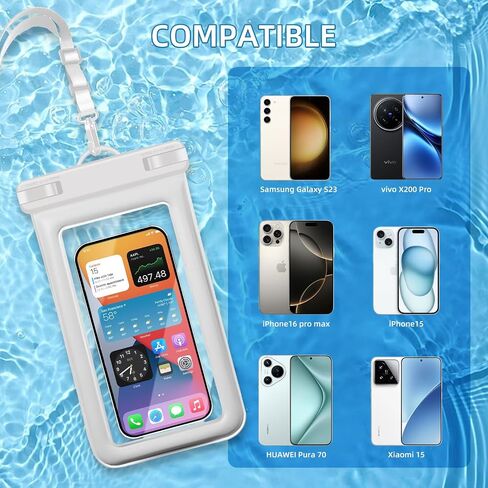 IPX8 Floating Waterproof Dry Bag 2-Pack, 7.2 Inch Waterproof Phone Pouch for iPhone 16/15/14 Pro Max Galaxy S24/S23 Adjustable Lanyard + wrist strap Beach Swimming Travel Essentials Black in Saudi Arabia