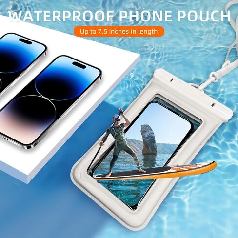 IPX8 Floating Waterproof Dry Bag 2-Pack, 7.2 Inch Waterproof Phone Pouch for iPhone 16/15/14 Pro Max Galaxy S24/S23 Adjustable Lanyard + wrist strap Beach Swimming Travel Essentials Black in Saudi Arabia