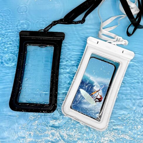 IPX8 Floating Waterproof Dry Bag 2-Pack, 7.2 Inch Waterproof Phone Pouch for iPhone 16/15/14 Pro Max Galaxy S24/S23 Adjustable Lanyard + wrist strap Beach Swimming Travel Essentials Black in Saudi Arabia
