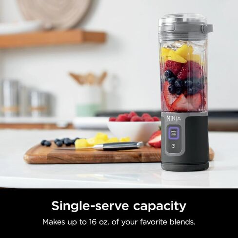 Ninja Blast 16 oz. Personal Portable Blender with Leak Proof Lid and Easy Sip Spout, Perfect for Smoothies, Cordless, USB-C Rechargeable, Dishwasher Safe Parts (Renewed) (Black) in Saudi Arabia