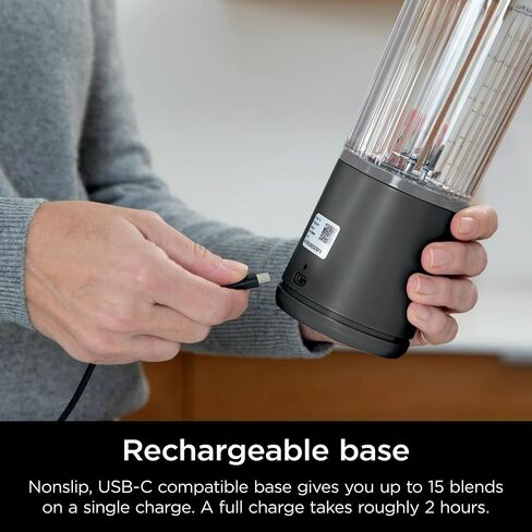 Ninja Blast 16 oz. Personal Portable Blender with Leak Proof Lid and Easy Sip Spout, Perfect for Smoothies, Cordless, USB-C Rechargeable, Dishwasher Safe Parts (Renewed) (Black) in Saudi Arabia