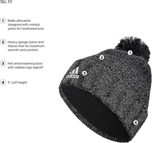 قبعة adidas Recon 3 Ballie Beanie باللون الأسود/الرمادي Six Marl/Black/White F23 مقاس واحد in Kuwait
