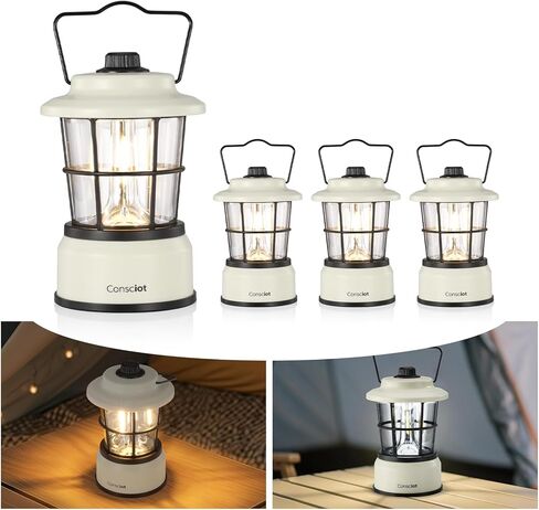 Consciot CL1 Mini Dual Light Sources LED Lantern, Battery Powered Lamp | Retro Style, Dimmable Warm White and Daylight Modes, Up to 200H Run Time, Portable Atmosphere Lights for Indoor & Outdoor Use in Saudi Arabia