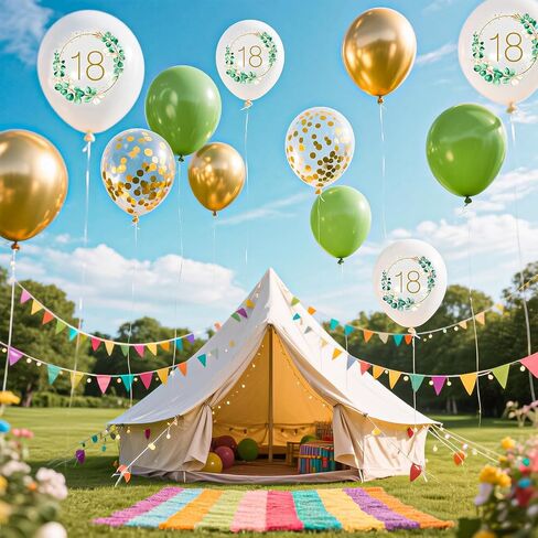 Yiran 18th Birthday Balloons, Black Gold Number 18 Balloons, 15Pcs Happy Birthday Balloons Party Deocorations Supplies, 12inch Latex Confetti Balloons for Teenager Boys Girls in Kuwait