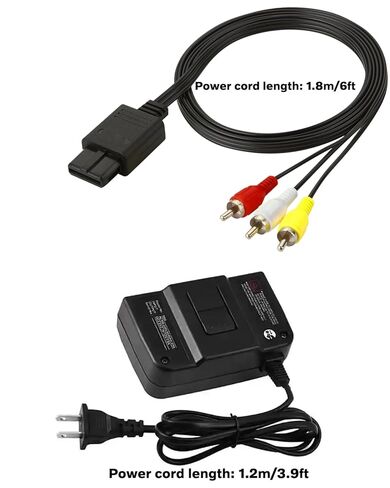 N64 مزود الطاقة وكابل AV ، محول إمدادات الطاقة AC وحبل كابل المركب AC متوافق مع Nintendo 64 in Kuwait