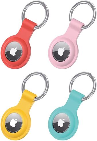 4 حزمة Airtag Case -keychain حامل - غطاء سيليكون مقاوم للصدمات مع حلقة رئيسية لإكسسوارات Apple Airtag (حيوانات أليفة/أطفال/مفاتيح) (Orange+Pink+أصفر+Mint Green) in Kuwait