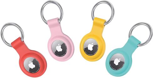 4 حزمة Airtag Case -keychain حامل - غطاء سيليكون مقاوم للصدمات مع حلقة رئيسية لإكسسوارات Apple Airtag (حيوانات أليفة/أطفال/مفاتيح) (Orange+Pink+أصفر+Mint Green) in Kuwait
