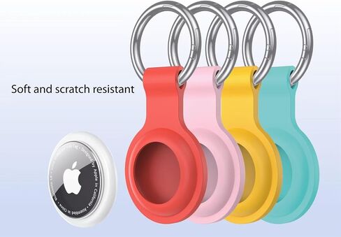 4 حزمة Airtag Case -keychain حامل - غطاء سيليكون مقاوم للصدمات مع حلقة رئيسية لإكسسوارات Apple Airtag (حيوانات أليفة/أطفال/مفاتيح) (Orange+Pink+أصفر+Mint Green) in Kuwait