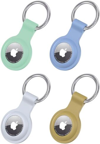 4 حزمة Airtag Case -keychain حامل - غطاء سيليكون مقاوم للصدمات مع حلقة رئيسية لإكسسوارات Apple Airtag (حيوانات أليفة/أطفال/مفاتيح) (Orange+Pink+أصفر+Mint Green) in Kuwait
