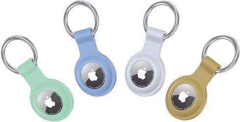 4 حزمة Airtag Case -keychain حامل - غطاء سيليكون مقاوم للصدمات مع حلقة رئيسية لإكسسوارات Apple Airtag (حيوانات أليفة/أطفال/مفاتيح) (Orange+Pink+أصفر+Mint Green) in Kuwait
