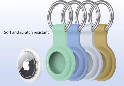 4 حزمة Airtag Case -keychain حامل - غطاء سيليكون مقاوم للصدمات مع حلقة رئيسية لإكسسوارات Apple Airtag (حيوانات أليفة/أطفال/مفاتيح) (Orange+Pink+أصفر+Mint Green) in Kuwait