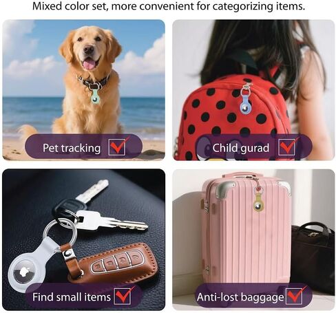 4 حزمة Airtag Case -keychain حامل - غطاء سيليكون مقاوم للصدمات مع حلقة رئيسية لإكسسوارات Apple Airtag (حيوانات أليفة/أطفال/مفاتيح) (Orange+Pink+أصفر+Mint Green) in Kuwait