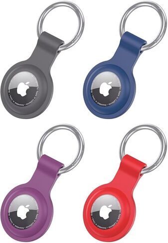 4 Pack Airtag Case Keychain Holder - Colorful Shockproof Silicone Cover with Key Ring for Apple Airtag Accessories (Pets/Kids/Keys)(Orange+Pink+Yellow+Mint Green) in Saudi Arabia