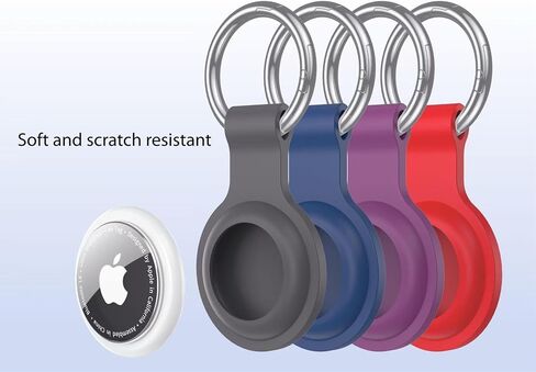 4 Pack Airtag Case Keychain Holder - Colorful Shockproof Silicone Cover with Key Ring for Apple Airtag Accessories (Pets/Kids/Keys)(Orange+Pink+Yellow+Mint Green) in Saudi Arabia