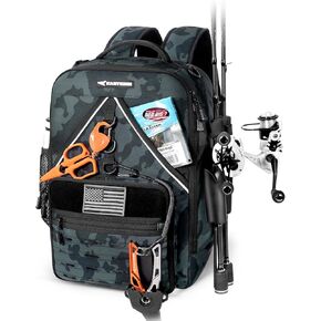 KastKing KastMate Fishing Backpack With 2 Rod Holders, Black | Tackle Backpack Storge Fishing Gear, Fishing Bag Gift for Men, Durability, Quality Well in Saudi Arabia