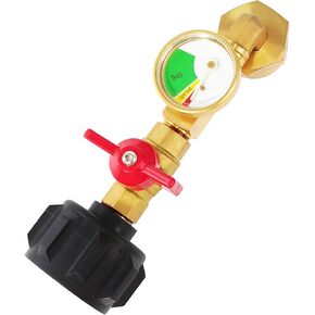 Propane Refill Adapter 20lb to 1lb，Propane Refill Elbow Adapter with Valve and Gauge， Fit for QCC1 / Type1 Propane Tank and 1lb Cylinder Propane Bottle Connector in Saudi Arabia
