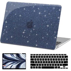 متوافق مع حافظة MacBook Air 13 بوصة 2022 2021 2020 2019 2018 إصدار M1 A2337 A2179 A1932، حافظة صلبة بتصميم لامع وواقي شاشة وغطاء لوحة مفاتيح، أزرق لؤلؤي in Kuwait