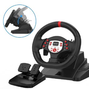 Doyo PS4 Gaming Racing عجلات توجيه مع دواسات ومحولات مجداف للكمبيوتر الشخصي ، و 180 درجة قابس كمبيوتر Volante والتشغيل مع الطول والميل القابل للتعديل لـ PlayStation 3/ Switch/ Android in Kuwait