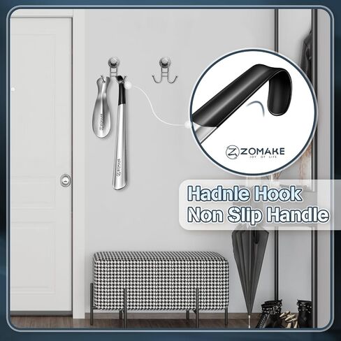 ZOMAKE Shoe Horn Long Handle for Boots 2 Pack- 16.5'' Metal Shoehorn for Seniors with 2pcs Travel Shoe Horn - Steel Shoe Horns for Men Women (Silver) in Kuwait