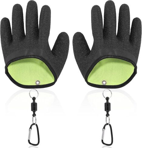 Fishing Gloves with Magnet Release, Professional Catch Fish Handling Gloves with Magnetic Hooks Anti-Slip & Puncture Resistant Fisherman Accessories for Catching Cleaning Hunting in Saudi Arabia