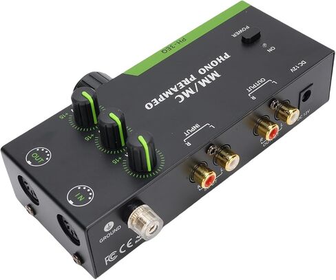 GOWENIC Phonograph Amplifier, Phono Preamp Multifunctional Stable Transfer Headphone Jack for MM MC Cartridges (US Plug 100-240V) in Saudi Arabia