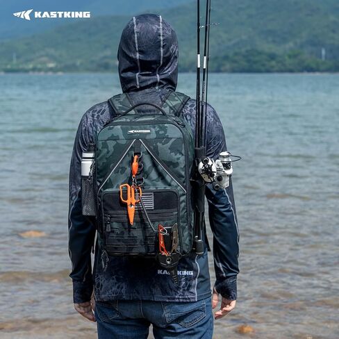 KastKing KastMate Fishing Backpack With 2 Rod Holders, Black | Tackle Backpack Storge Fishing Gear, Fishing Bag Gift for Men, Durability, Quality Well in Saudi Arabia