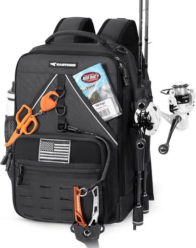 KastKing KarryAll KastMate Fishing Tackle Backpack,Water-Resistant Tackle Bag With 2 Rod Holders,Fishing Gear and Equipment With Large Gear Storage,Black in Saudi Arabia