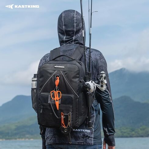 KastKing KarryAll KastMate Fishing Tackle Backpack,Water-Resistant Tackle Bag With 2 Rod Holders,Fishing Gear and Equipment With Large Gear Storage,Black in Saudi Arabia