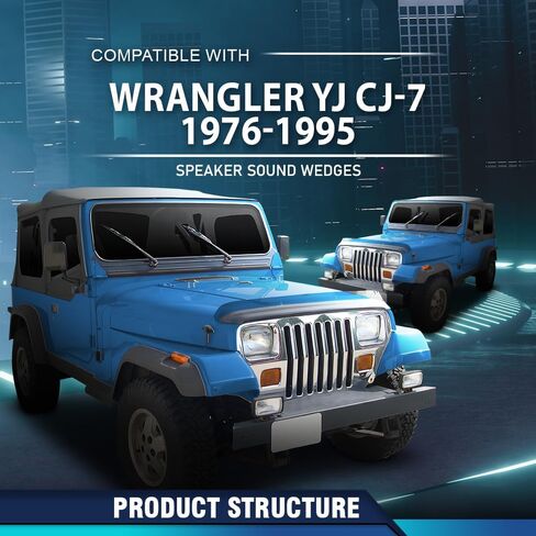 PIT66 Rear Speaker Sound Wedges Left & Right Side Pair Compatible with Jeep Wrangler YJ CJ 1976-1995 Black in Saudi Arabia