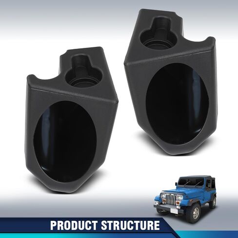 PIT66 Rear Speaker Sound Wedges Left & Right Side Pair Compatible with Jeep Wrangler YJ CJ 1976-1995 Black in Saudi Arabia