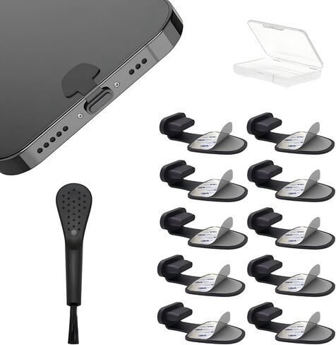 USB C Dust Plug 10 Pack USB Type C Anti Dust Cover USB C Dust Caps，Black | Port Anti-Lost Charging Port Protectors for Tablets iPhone 17/16/15 Plus Pro Max Samsung in Saudi Arabia