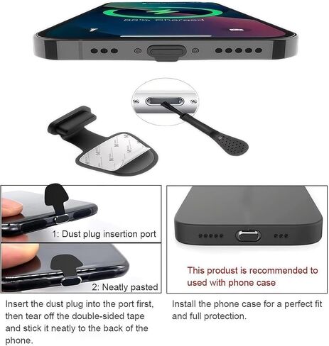 USB C Dust Plug 10 Pack USB Type C Anti Dust Cover USB C Dust Caps，Black | Port Anti-Lost Charging Port Protectors for Tablets iPhone 17/16/15 Plus Pro Max Samsung in Saudi Arabia