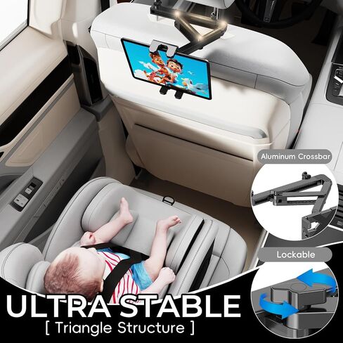 حامل جهاز لوحي لمسند رأس السيارة [3 في 1 ذراع تمديد المثلث] iPad Car Mount for Backseat ، أساسيات الرحلة على الطريق للأطفال ، Mipad Car Mount مقابل 4.7 "-14.6". in Kuwait
