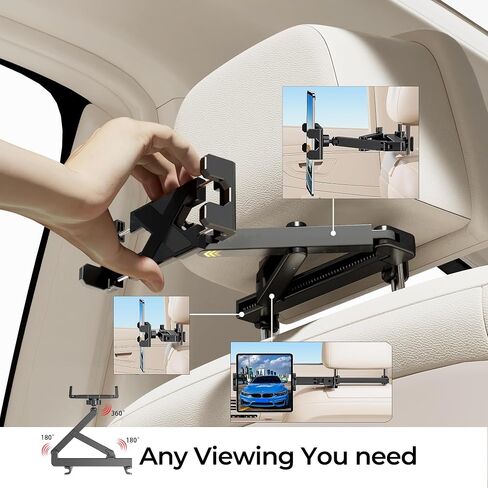 حامل جهاز لوحي لمسند رأس السيارة [3 في 1 ذراع تمديد المثلث] iPad Car Mount for Backseat ، أساسيات الرحلة على الطريق للأطفال ، Mipad Car Mount مقابل 4.7 "-14.6". in Kuwait