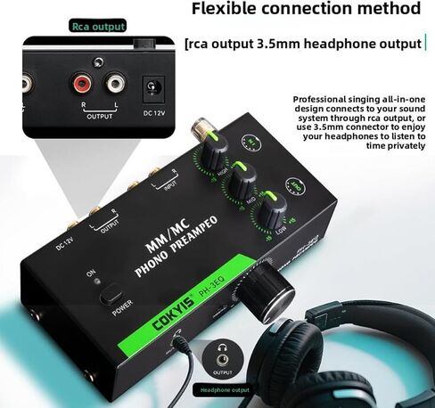 يدعم Ebtools preamp للقرص الدوار ، إخراج سماعة رأس 3.5 مم ، 5 دبوس إدخال إدخال XLR ، 3 معادلة النطاق ، تصميم ضوضاء منخفضة ، مضخم مسبق لـ MM ، MC Dual Phono Head Turntable (US Plug) in Saudi Arabia