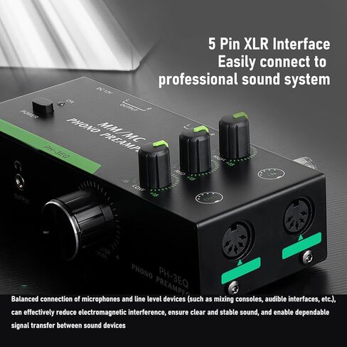 Phono Preamp with 3 Band Adjustment MM MC Cartridges Support XLR Input Output for Turntables Record Players Phonograph Preamplifier (US) in Saudi Arabia