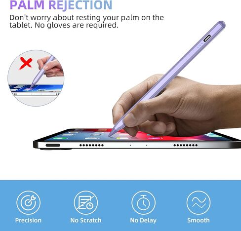 MMK Stylus Pen لـ iPad 10th 9th Gen ، لـ iPad Air 5/4/3rd ، iPad Pro 11/12.9 بوصة ، مع رفض النخيل وحساسية الإمالة ، قلم iPad ، القلم المغناطيسي ، الرمادي والأبيض in Saudi Arabia