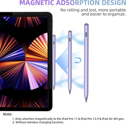 MMK Stylus Pen لـ iPad 10th 9th Gen ، لـ iPad Air 5/4/3rd ، iPad Pro 11/12.9 بوصة ، مع رفض النخيل وحساسية الإمالة ، قلم iPad ، القلم المغناطيسي ، الرمادي والأبيض in Saudi Arabia